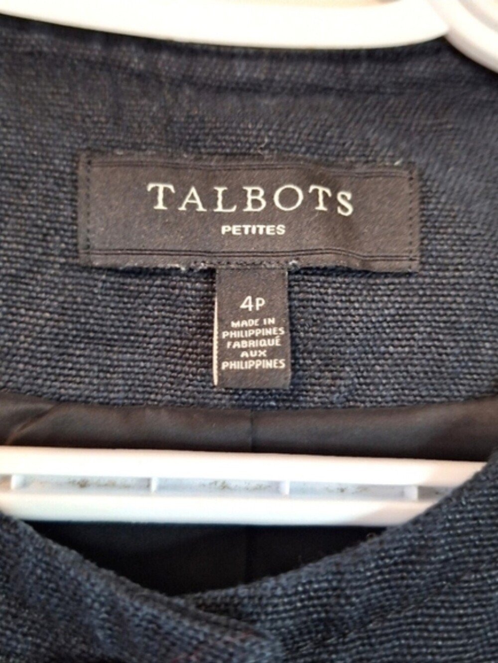 Talbots 100% Linen Collarless Blazer Jacket Navy 4P Quiet Luxury Minimalist - Picture 3 of 9